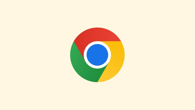 黄色背景上的 Chrome 圆球徽标。